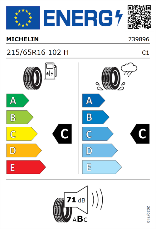 Tyre Label for Michelin Latitude Cross 215/65R16 102H